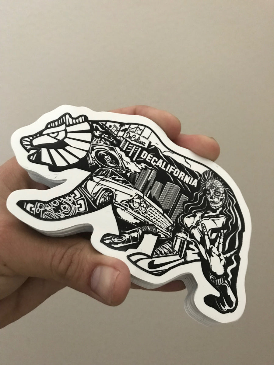 2 California Bear Die-Cut Stickers - 5x6 Inches, Self-Adhesive Vinyl, JDM & Euro Style
