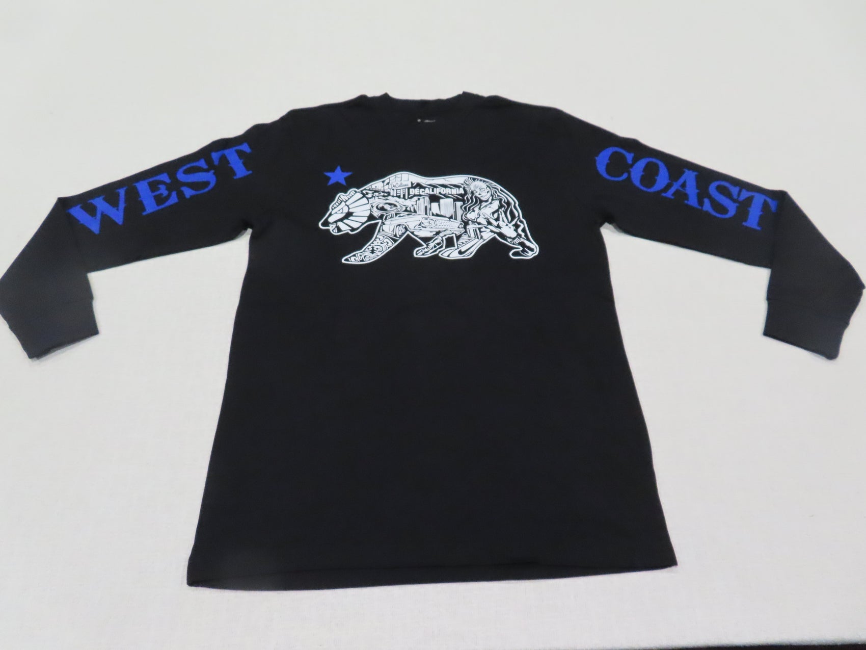 Black LS T w/ Blue West Coast Sleeves & Star!