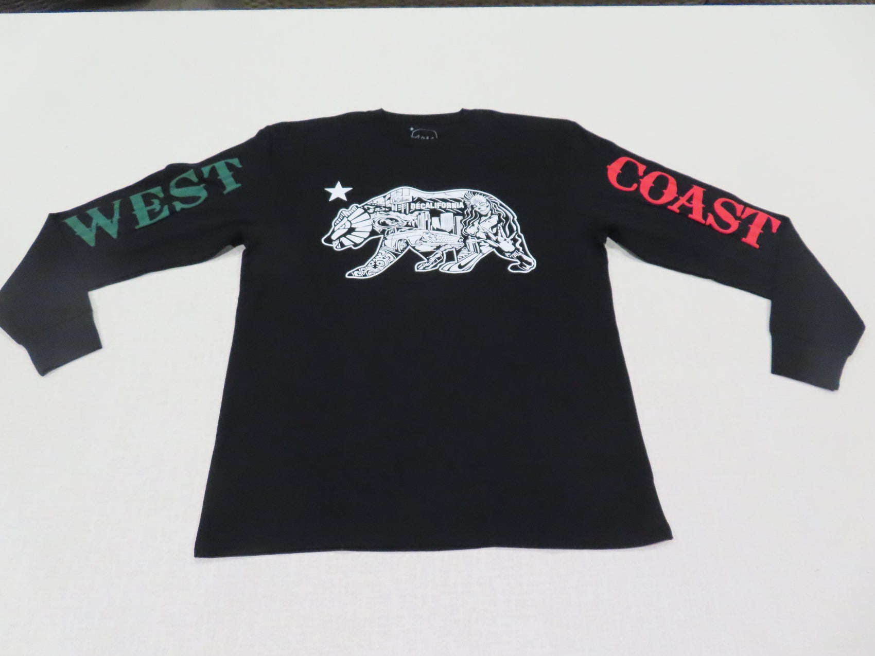 Black Mexico LS T w/ Verde y Rojo West Coast Sleeves!