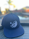 Navy Blue and White DeCalifornia Bear Head SnapBack!