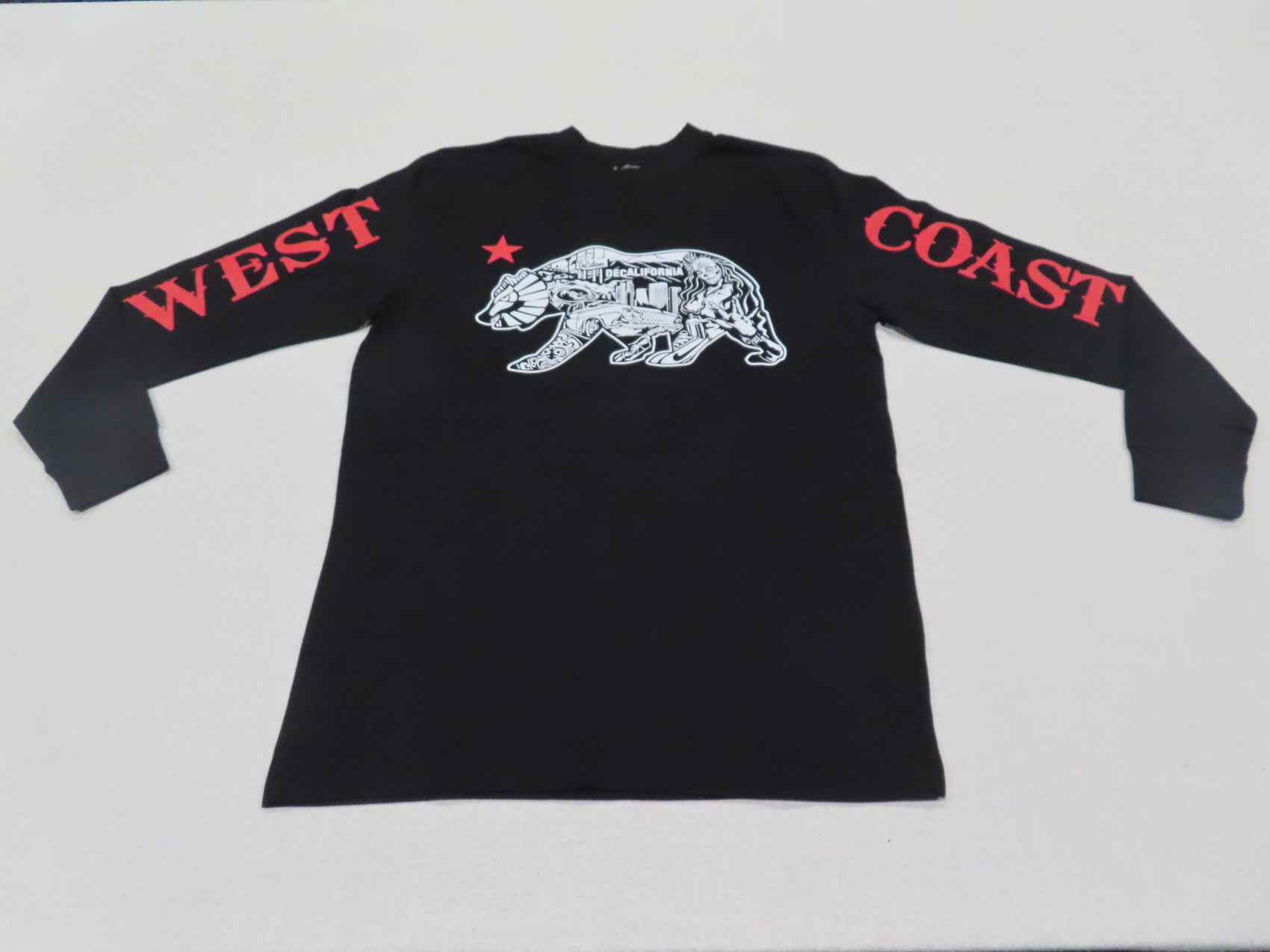 Black LS T w/ Red West Coast Sleeves & Star!