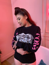 Load image into Gallery viewer, Black LS DeCalifornia T with Pink Sleeves &amp; Star!
