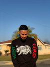 Black Mexico LS T w/ Verde y Rojo West Coast Sleeves!